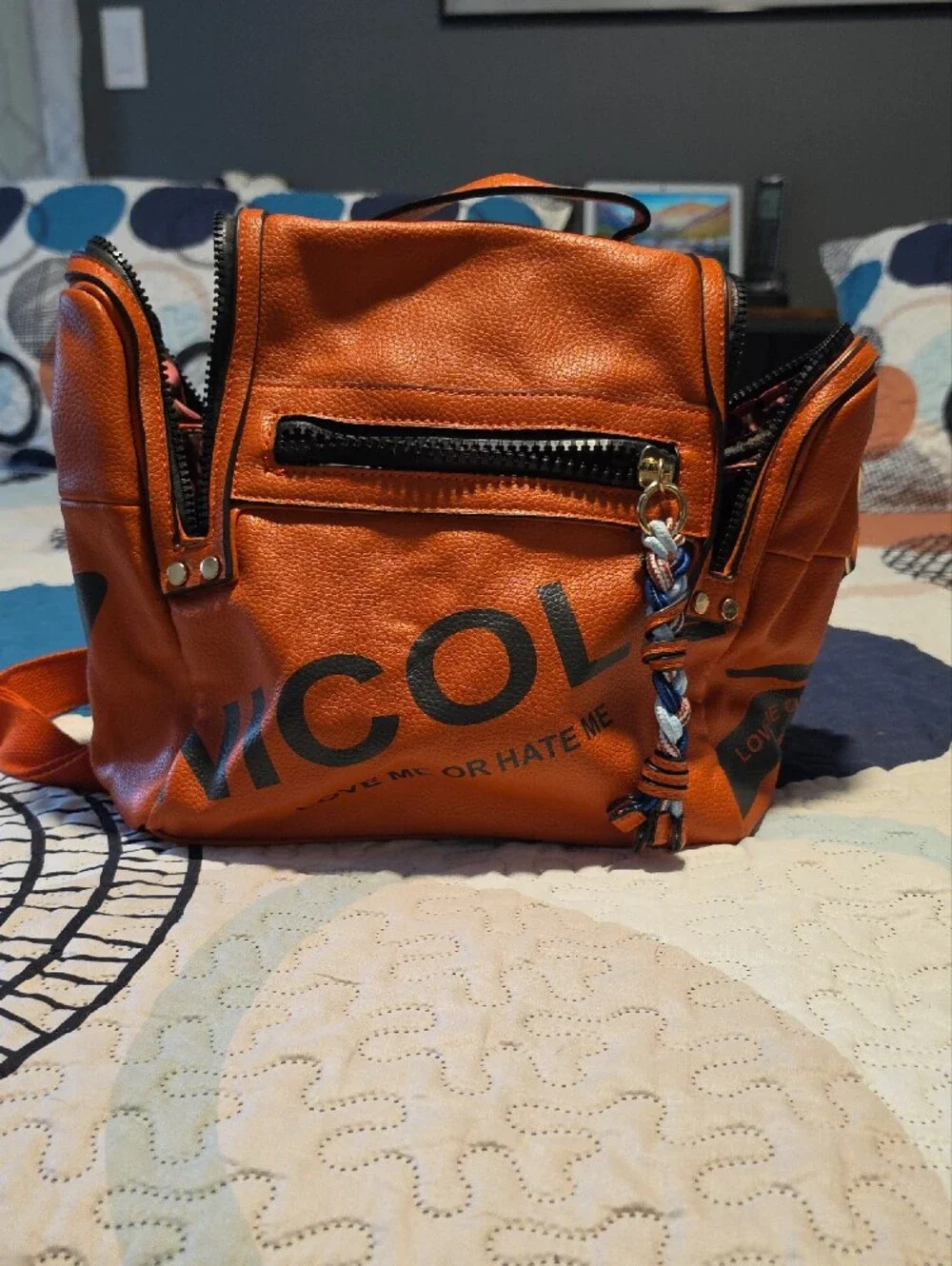 Leather Orange Crossbody Backpack - 'Love Me or Hate Me'